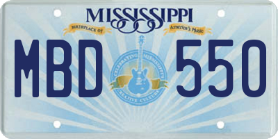 MS license plate MBD550