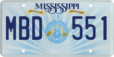 MS license plate MBD551