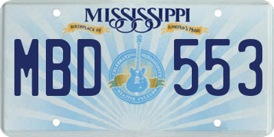 MS license plate MBD553