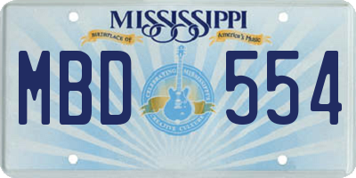 MS license plate MBD554
