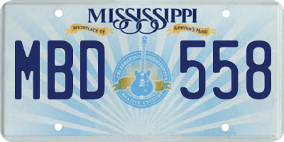 MS license plate MBD558