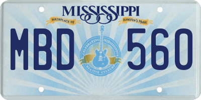 MS license plate MBD560