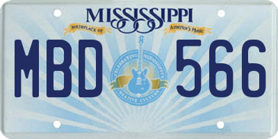 MS license plate MBD566