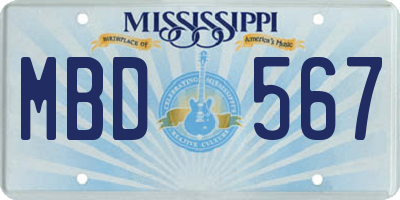 MS license plate MBD567