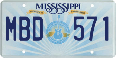MS license plate MBD571