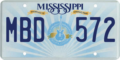 MS license plate MBD572