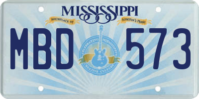 MS license plate MBD573