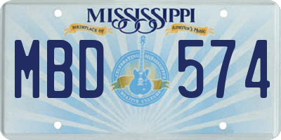 MS license plate MBD574