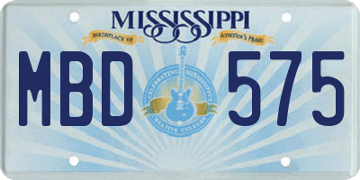 MS license plate MBD575