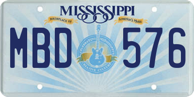 MS license plate MBD576