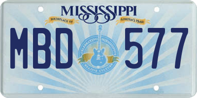 MS license plate MBD577