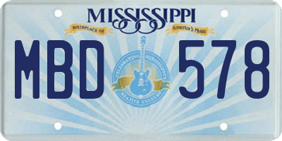 MS license plate MBD578