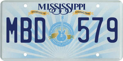 MS license plate MBD579