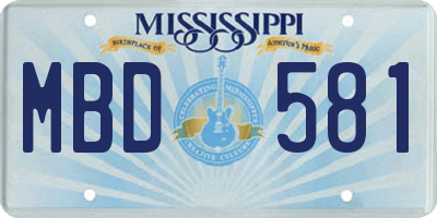MS license plate MBD581