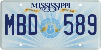 MS license plate MBD589