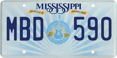 MS license plate MBD590