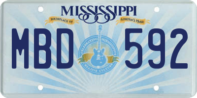 MS license plate MBD592
