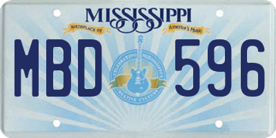 MS license plate MBD596