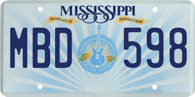 MS license plate MBD598