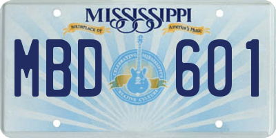 MS license plate MBD601