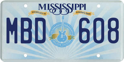 MS license plate MBD608
