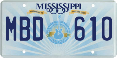 MS license plate MBD610