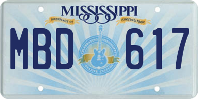 MS license plate MBD617