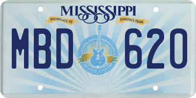 MS license plate MBD620