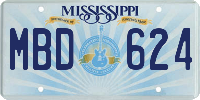 MS license plate MBD624