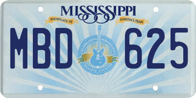 MS license plate MBD625
