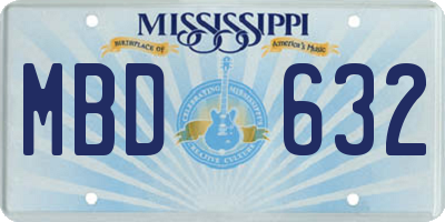 MS license plate MBD632