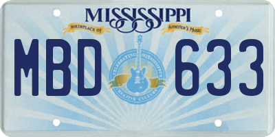 MS license plate MBD633
