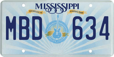 MS license plate MBD634