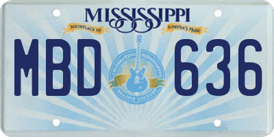 MS license plate MBD636