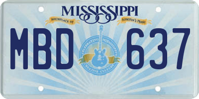 MS license plate MBD637