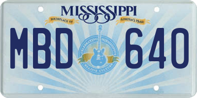 MS license plate MBD640