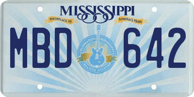 MS license plate MBD642