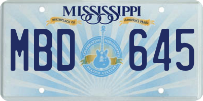 MS license plate MBD645