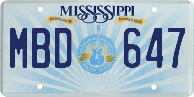 MS license plate MBD647