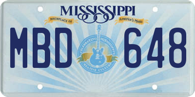MS license plate MBD648