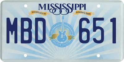 MS license plate MBD651