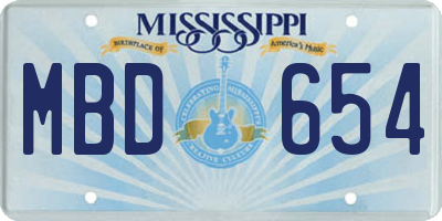 MS license plate MBD654
