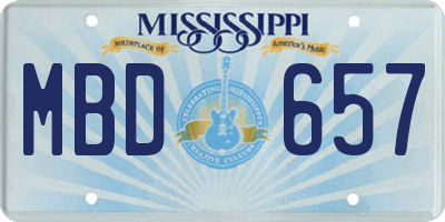 MS license plate MBD657