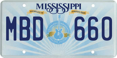 MS license plate MBD660