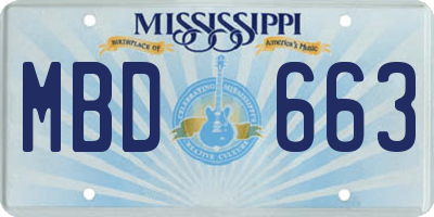 MS license plate MBD663
