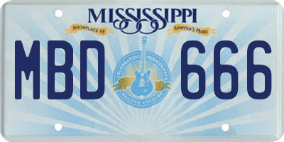 MS license plate MBD666