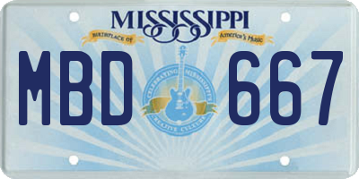 MS license plate MBD667