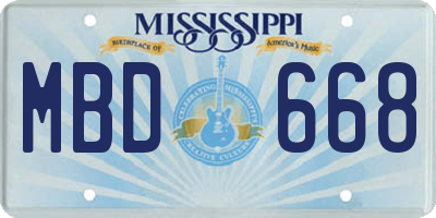 MS license plate MBD668