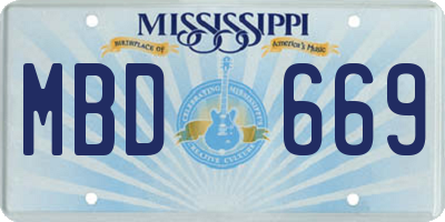 MS license plate MBD669