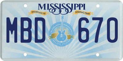 MS license plate MBD670